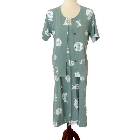 Easy Apparel Seafoam Green Medium Beachy Maxi Skirt & Jacket - Picture 8 of 9